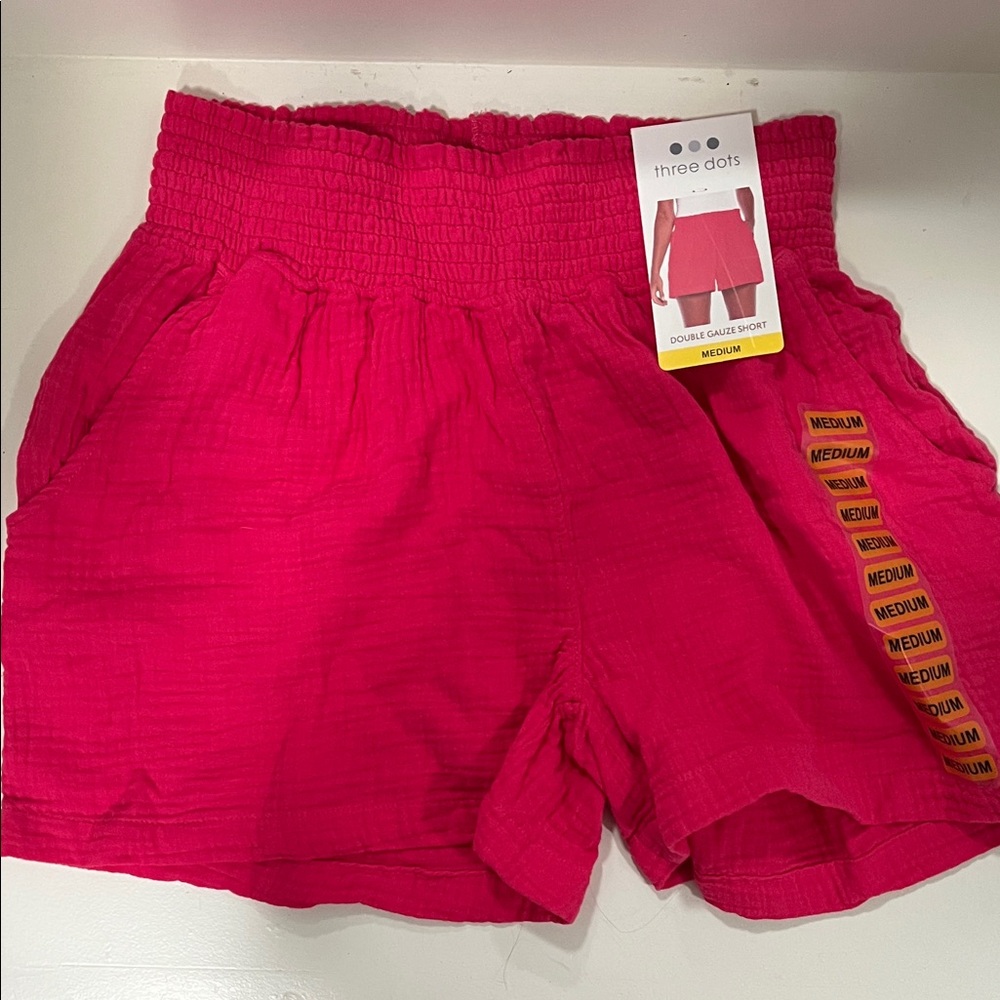 Three Dots Women's Vibrant Pink High Waist Shorts